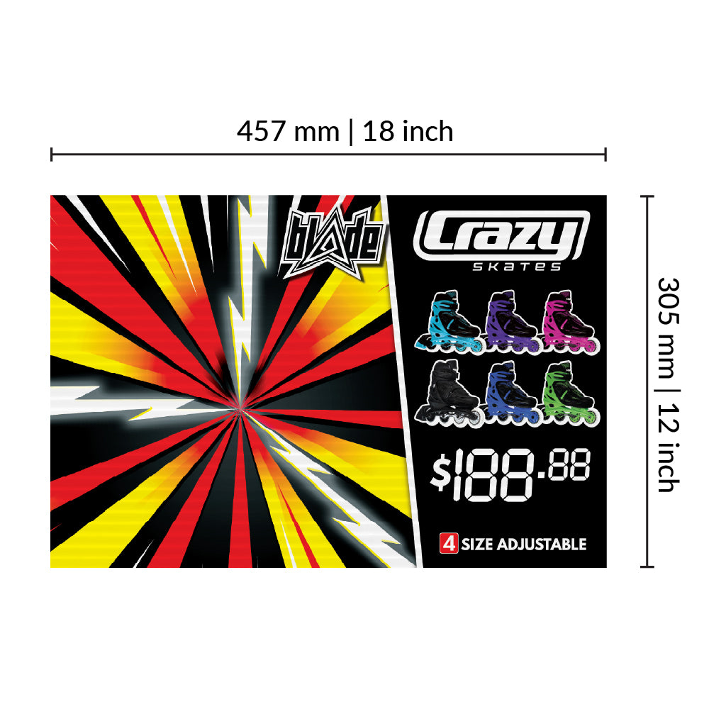 POS Skate Display Price Signs | 12x18in
