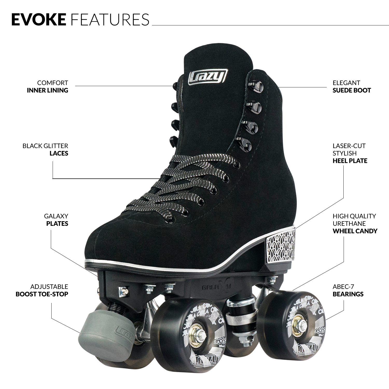EVOKE Black - Roller Skates