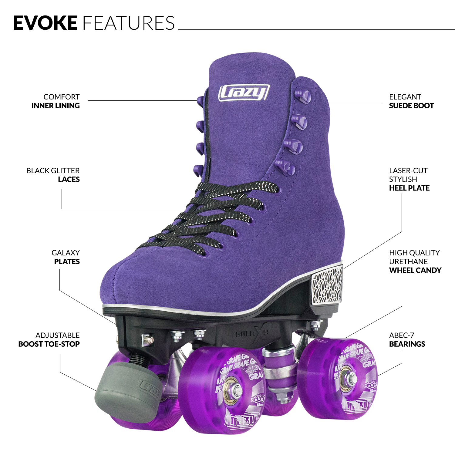 Warehouse Deal | EVOKE - Purple Roller Skates