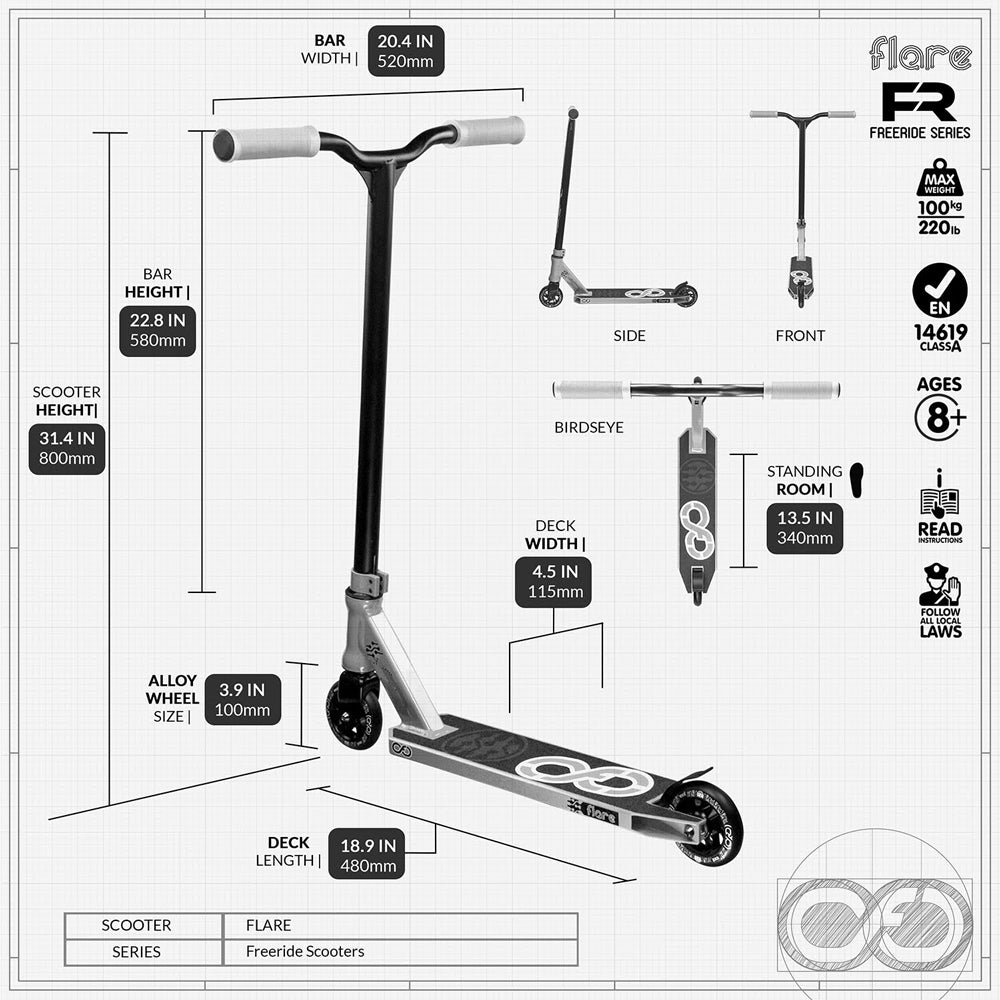 FLARE Black - FR Series Trick Scooter