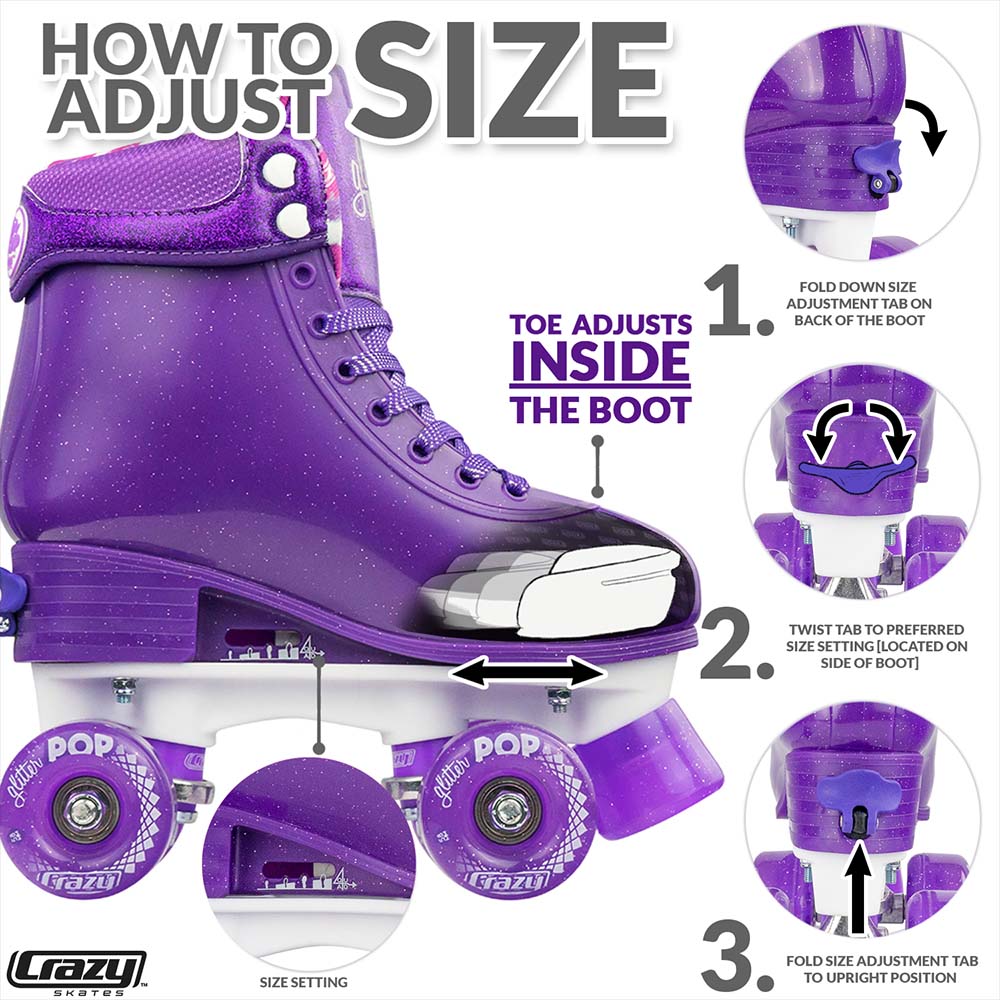 Warehouse Deal | GLITTER POP - Purple Size Adjustable Roller Skate