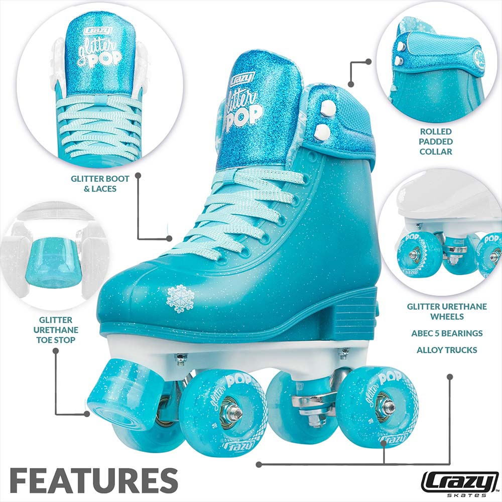 Warehouse Deal | GLITTER POP - Teal Size Adjustable Roller Skate