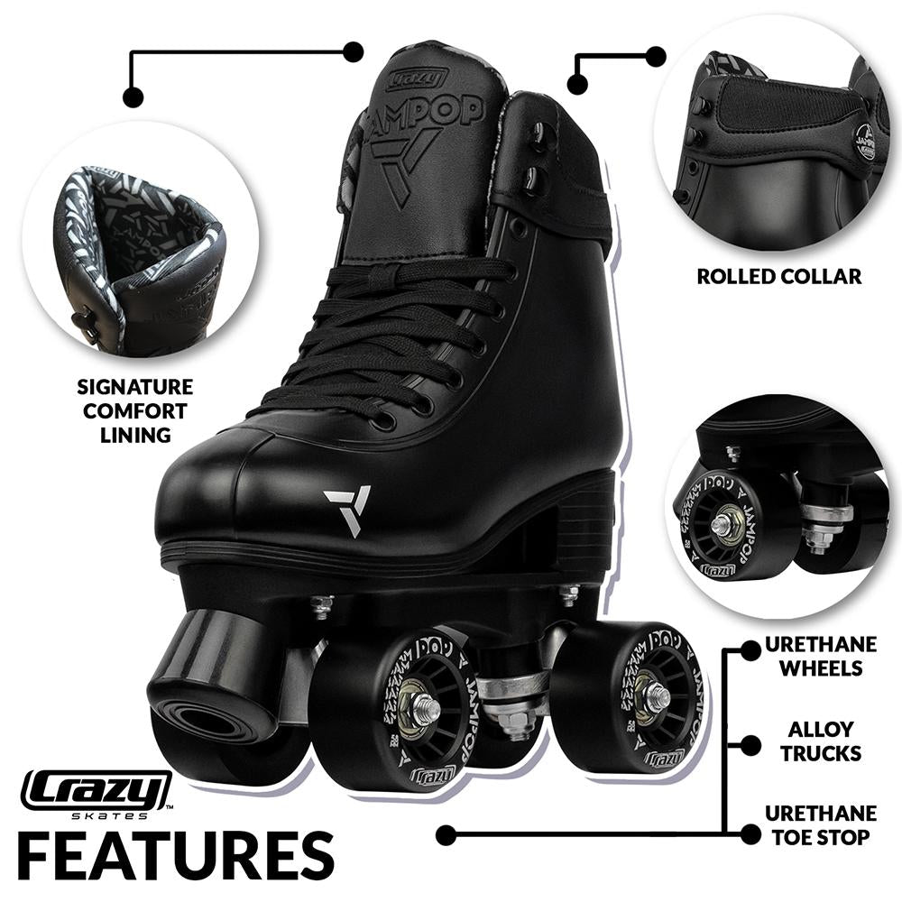 JAM POP - Black Size Adjustable Roller Skates
