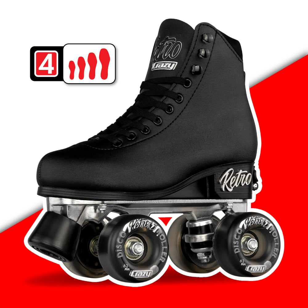 Warehouse Deal | RETRO - Black Size Adjustable Roller Skates