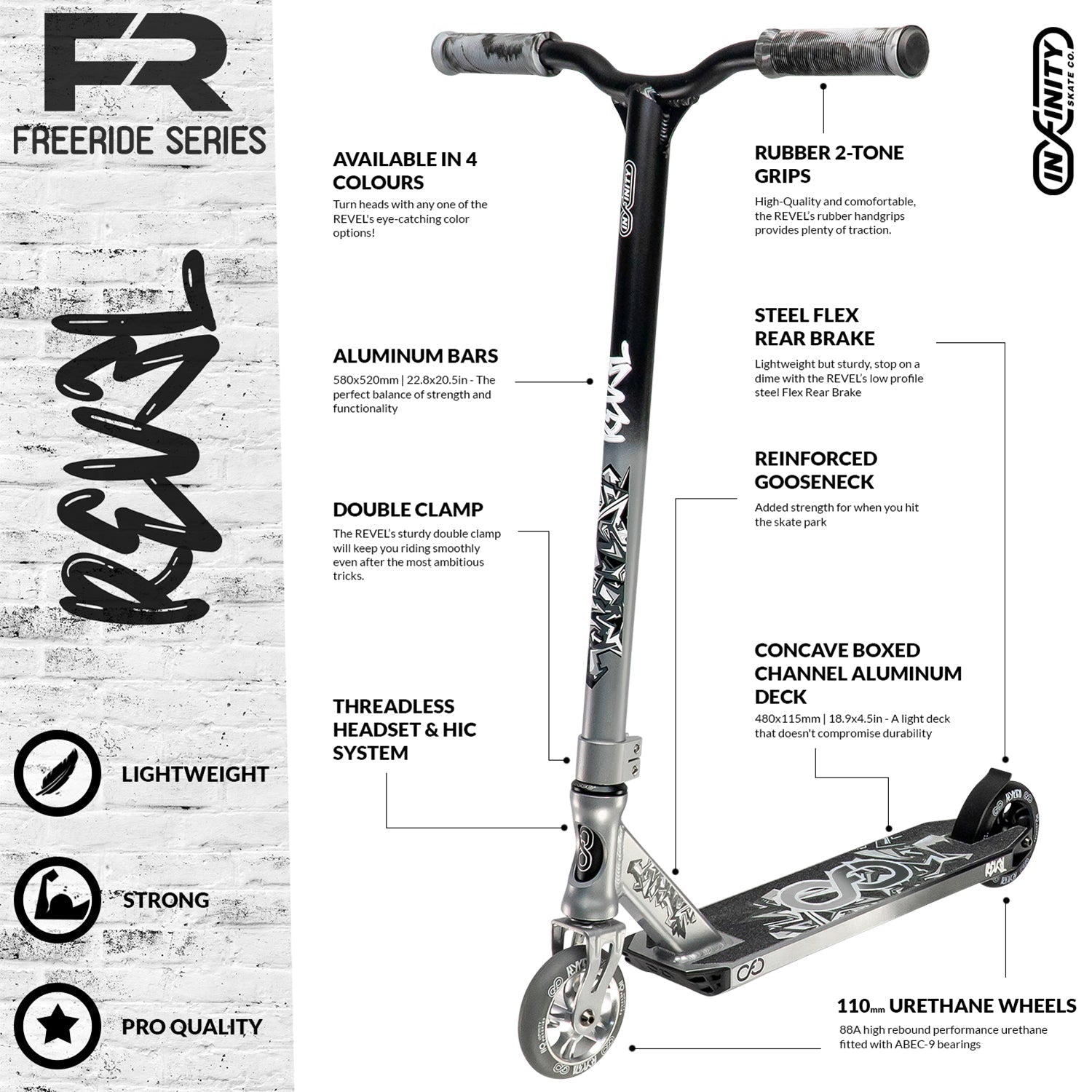 REVEL Silver/Black - FR Series Trick Scooter