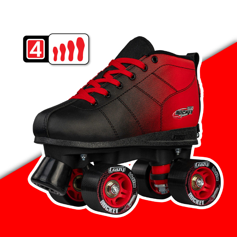 Warehouse Deal | ROCKET JR Red/Black - Size Adjustable Roller Skates