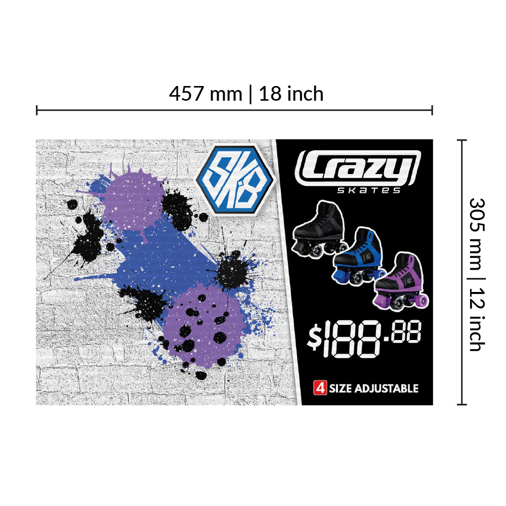 POS Skate Display Price Signs | 12x18in