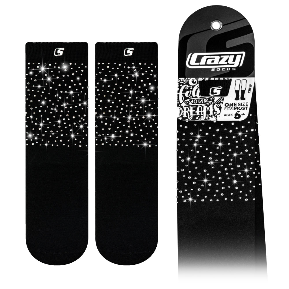 DIAMOND BLACK+SILVER Crew | Crazy Socks