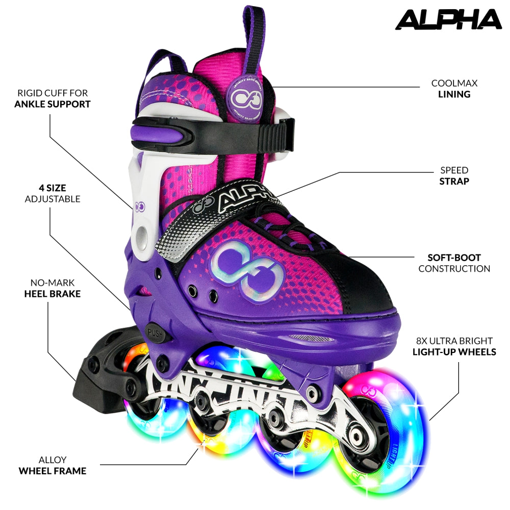 ALPHA Purple - Size Adjustable Inline Skates