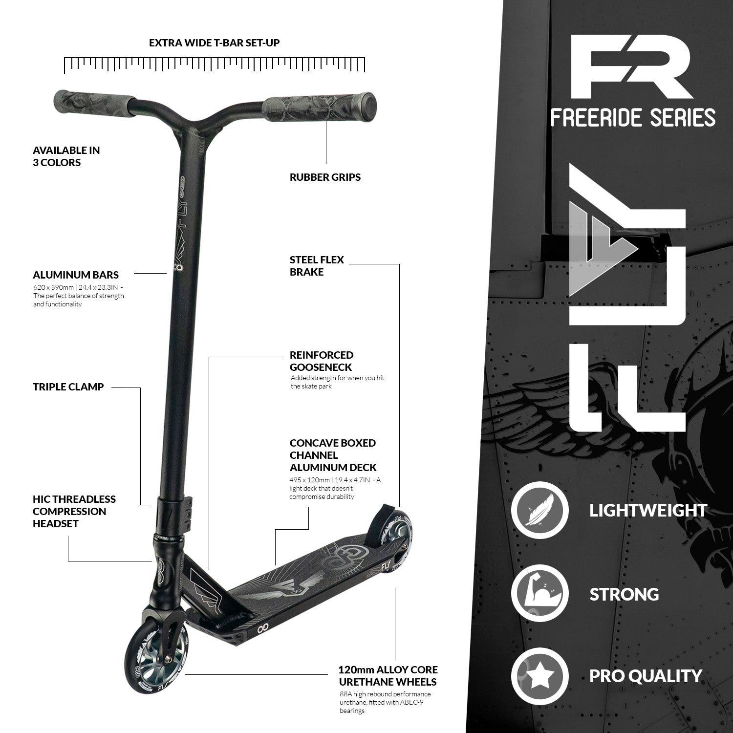 FLY Black - FR Series Pro Trick Scooter