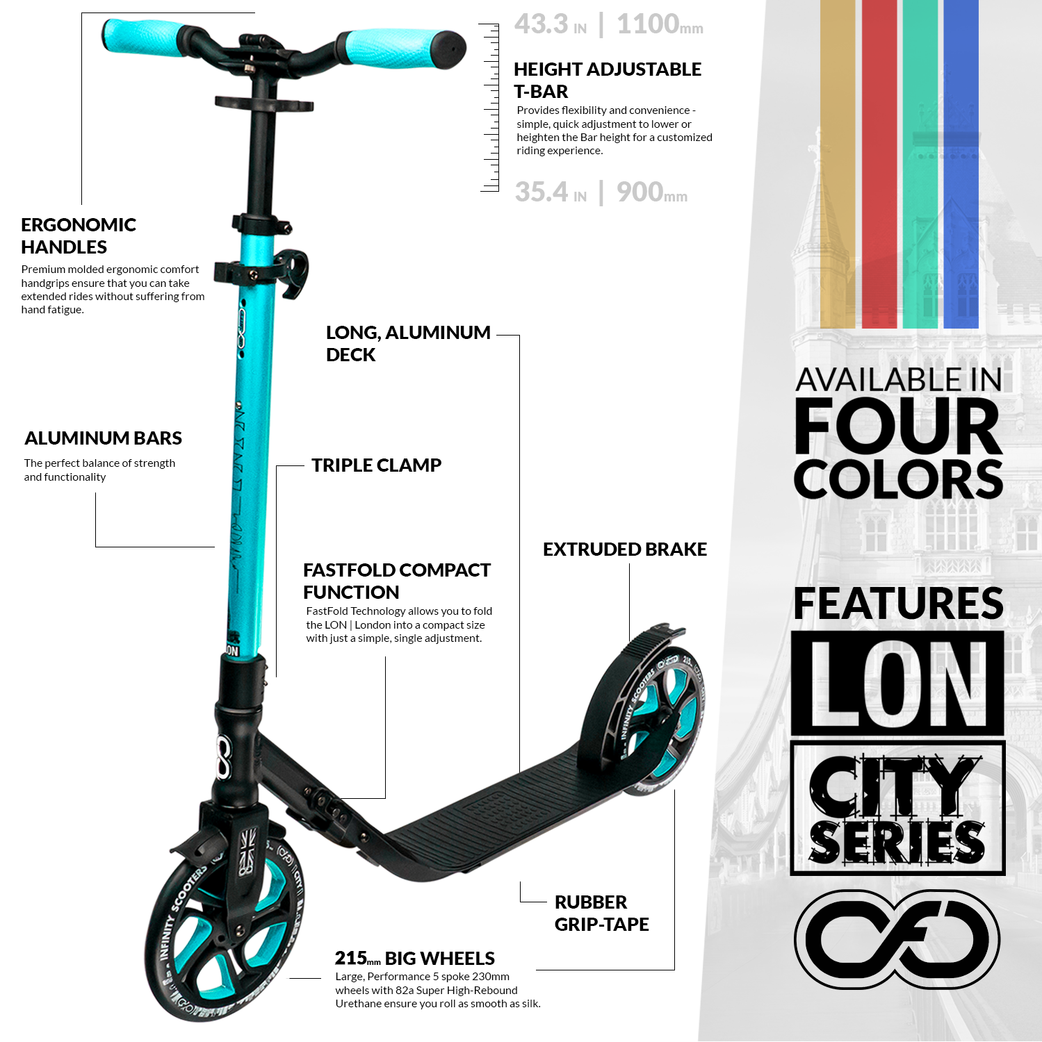 LON Teal - London City Series Scooter