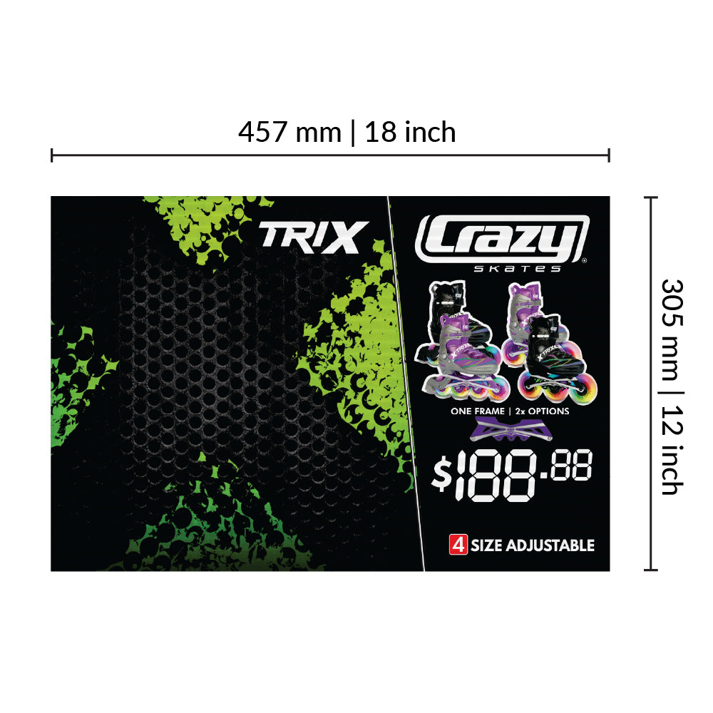 POS Skate Display Price Signs | 12x18in