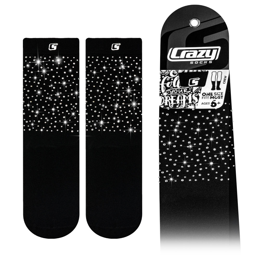 DIAMOND BLACK+SILVER Crew | Crazy Socks