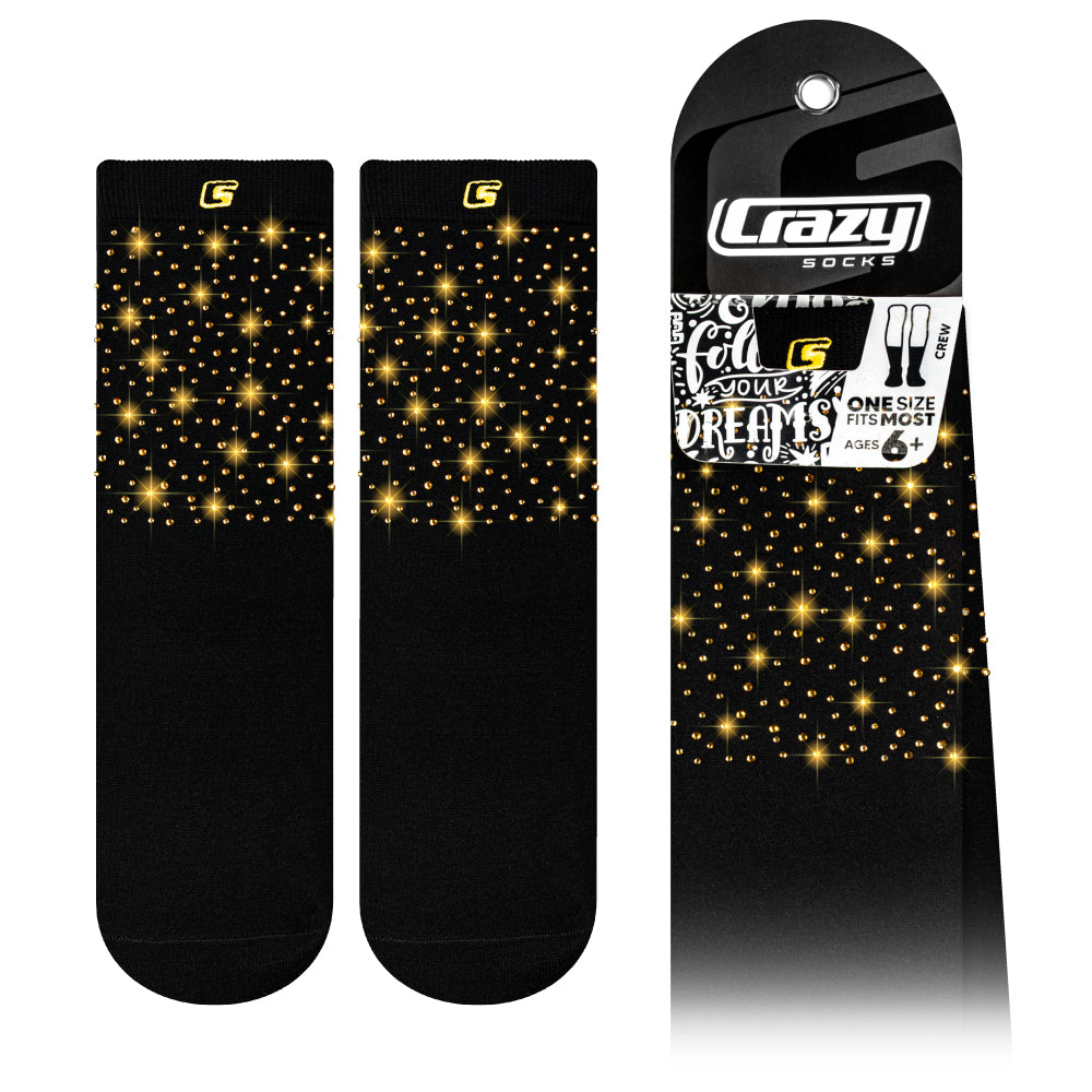 DIAMOND BLACK+GOLD Crew | Crazy Socks